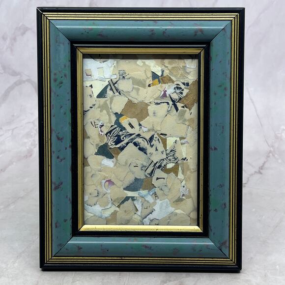 Original Framed Mixed Media Art Collage 5x7 Periodic TH2